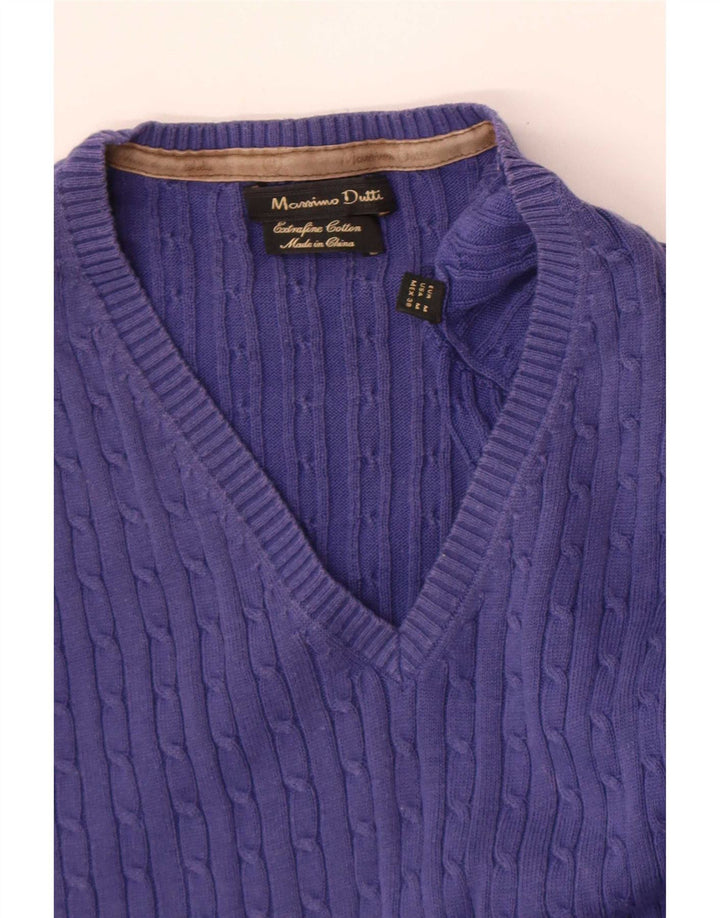 Massimo Dutti Dame V-hals sweater UK 12 Medium Navy Blue