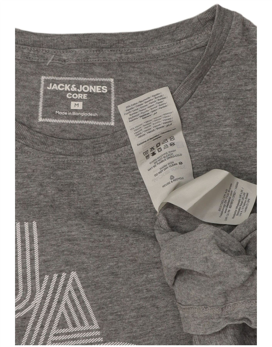Jack & Jones Herre grafisk T-shirt Top Mellemgrå Flecked Bomuld