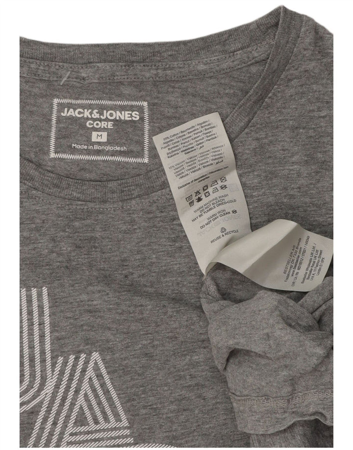 Jack & Jones Herre grafisk T-shirt Top Mellemgrå Flecked Bomuld