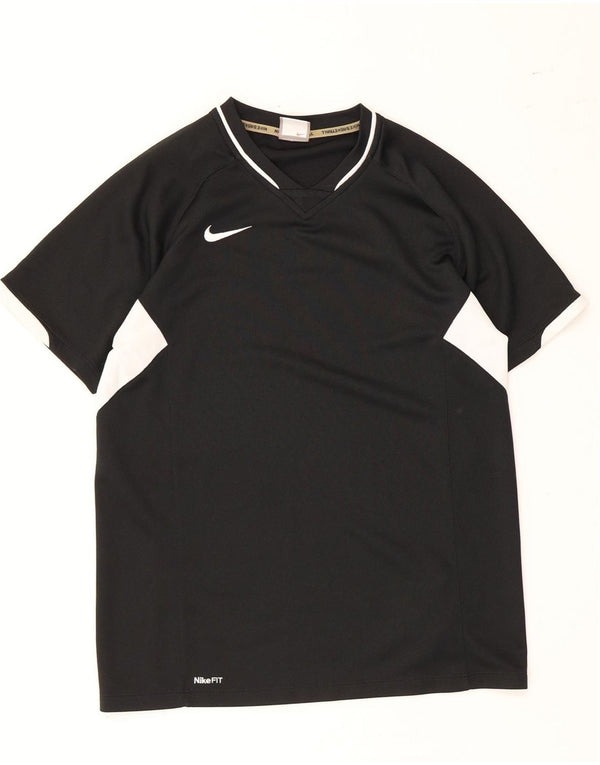 Nike Boys Nike Dri Fit T-Shirt Top 12-13 Years Large Black Colourblock