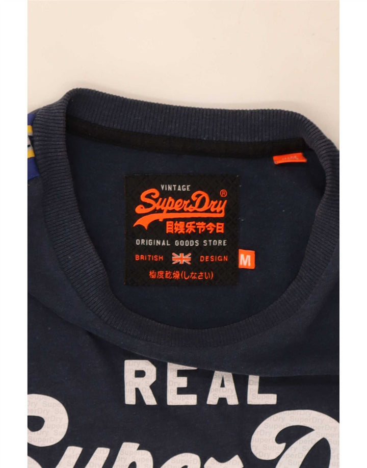 Superdry Grafisk T-shirt til mænd, langærmet, medium marineblå