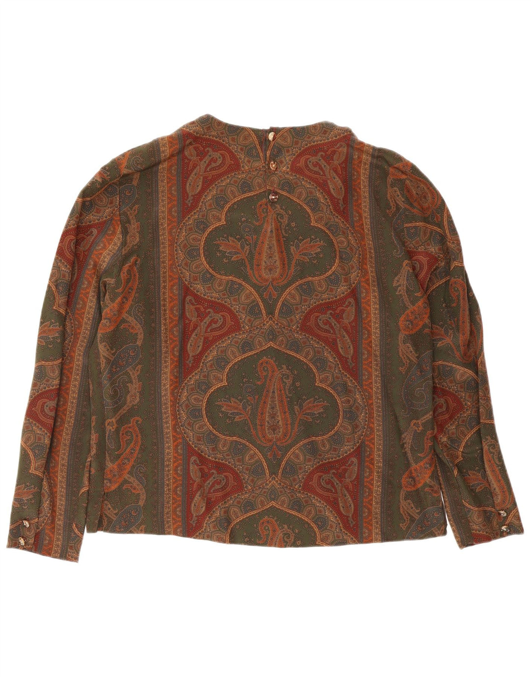 Vintage Damebluse Top IT 46 Stor Grå Paisley Silk