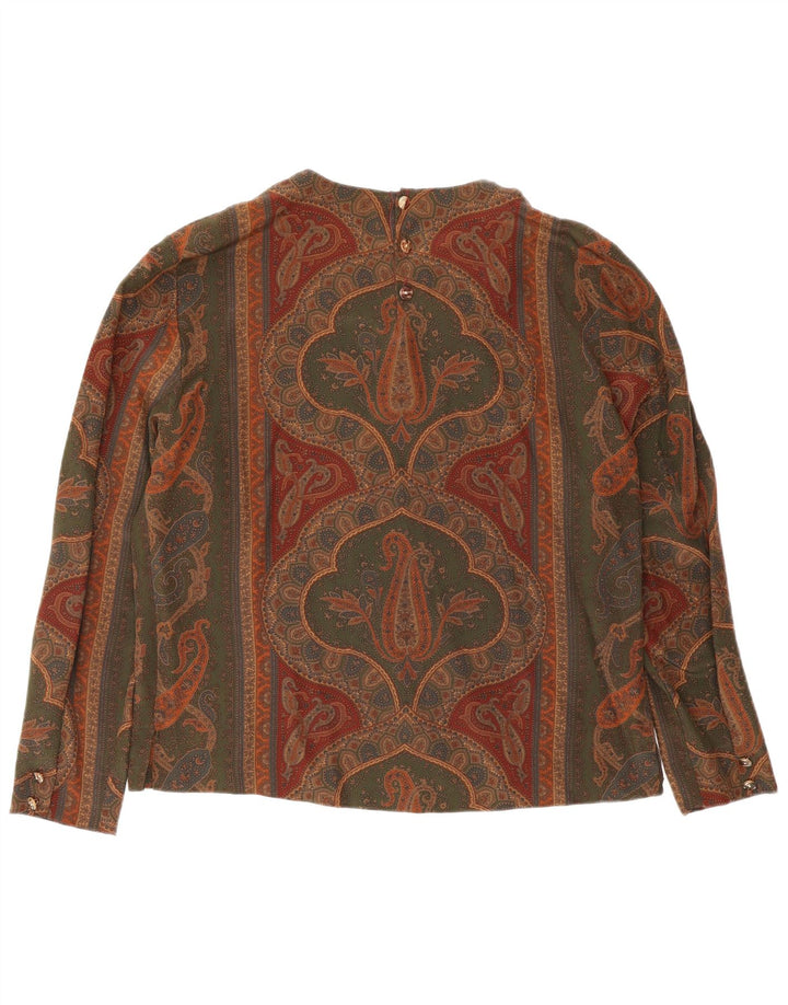 Vintage Damebluse Top IT 46 Stor Grå Paisley Silk