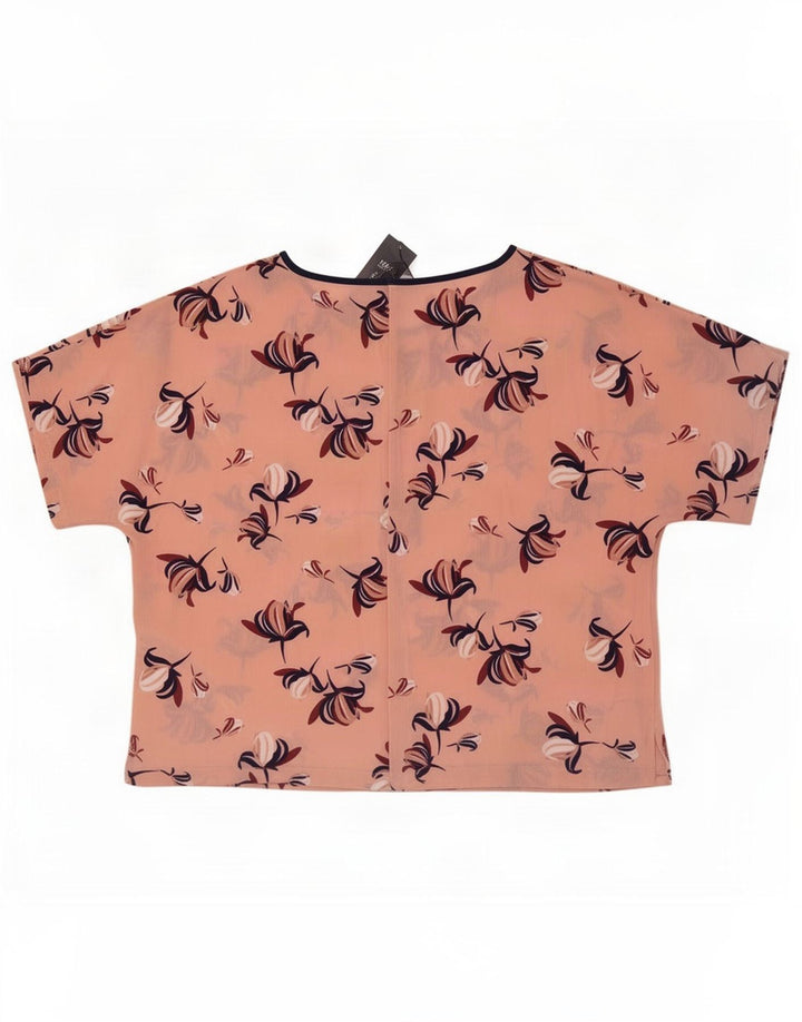 Marks & Spencer Damebluse Top UK 16 Large Pink Floral Polyester
