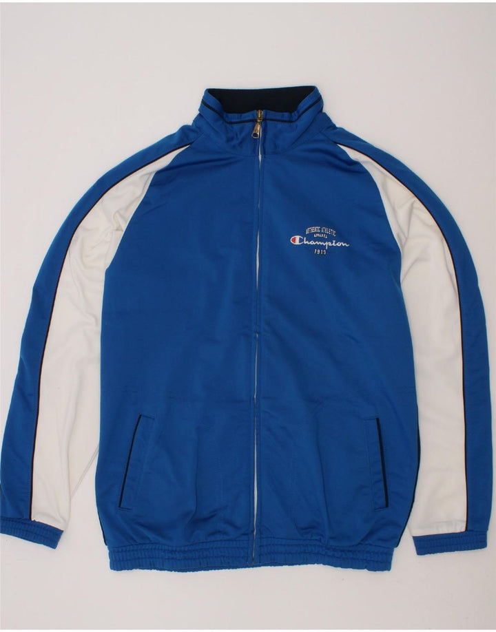 CHAMPION Boys Tracksuit Top Jacket 11-12 Years Large Blue Colourblock Vintage Champion and Second-Hand Champion from Messina Hembry 