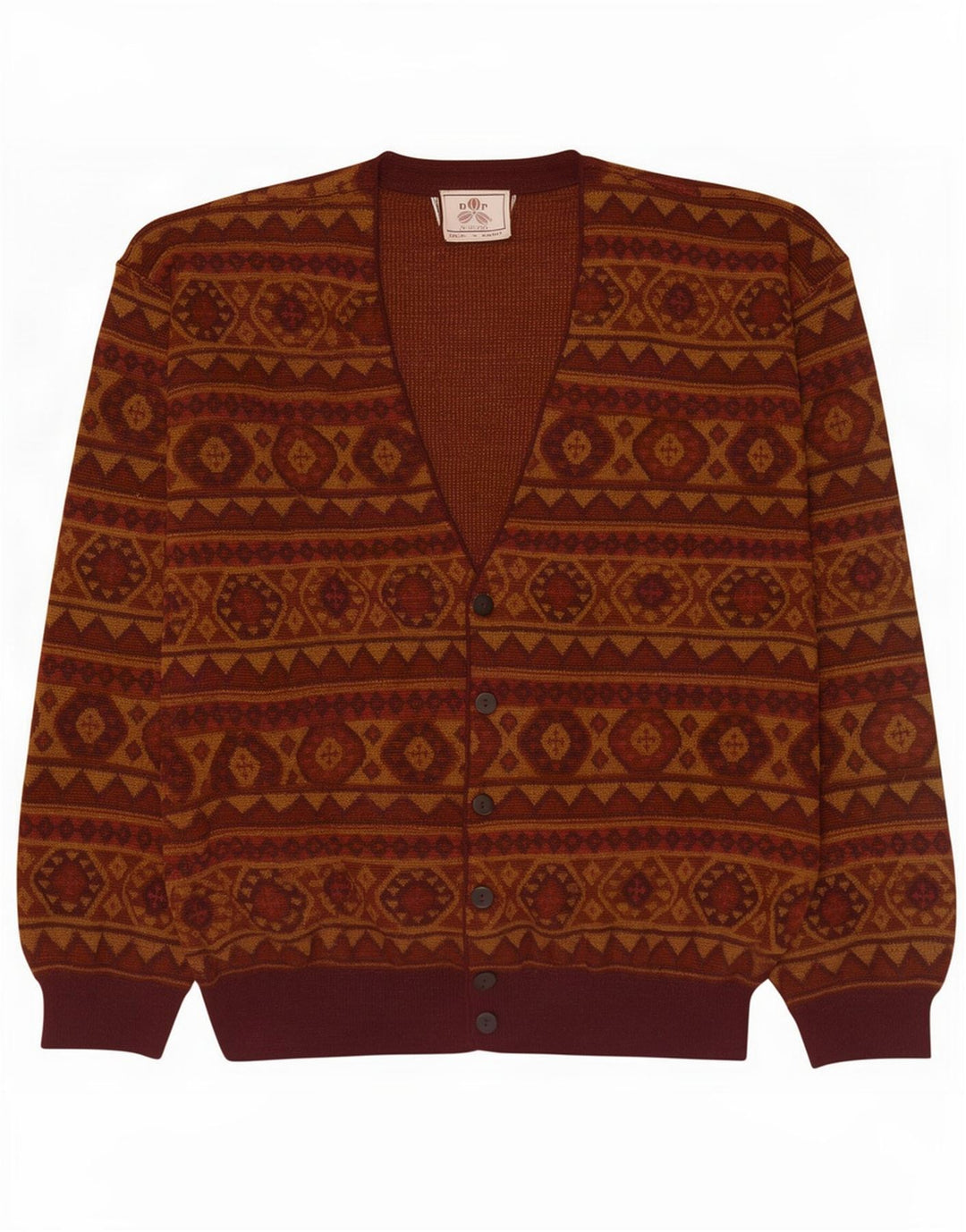 De Pietri Herre Cardigan Sweater XL Brun Geometrisk
