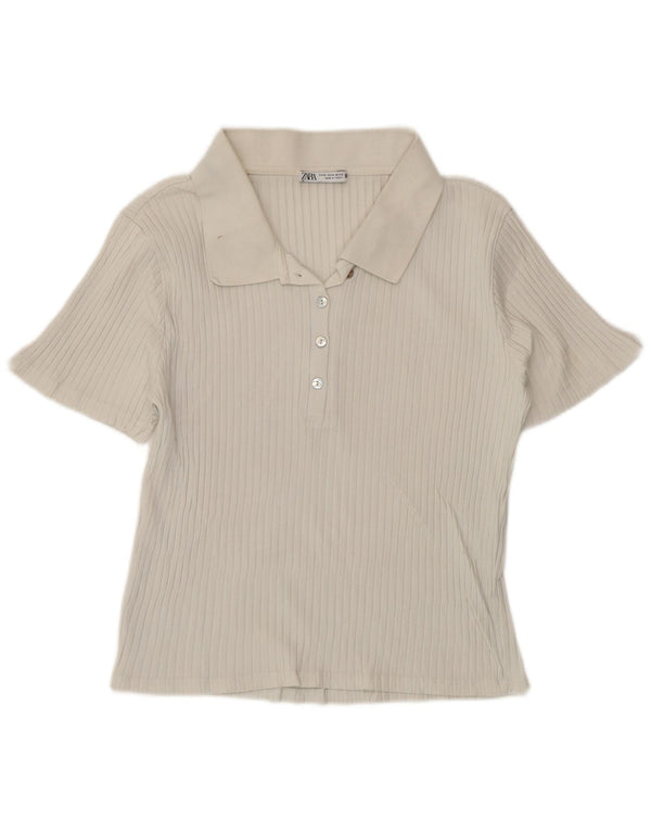 Zara Dame Polo Shirt UK 18 XL Hvid