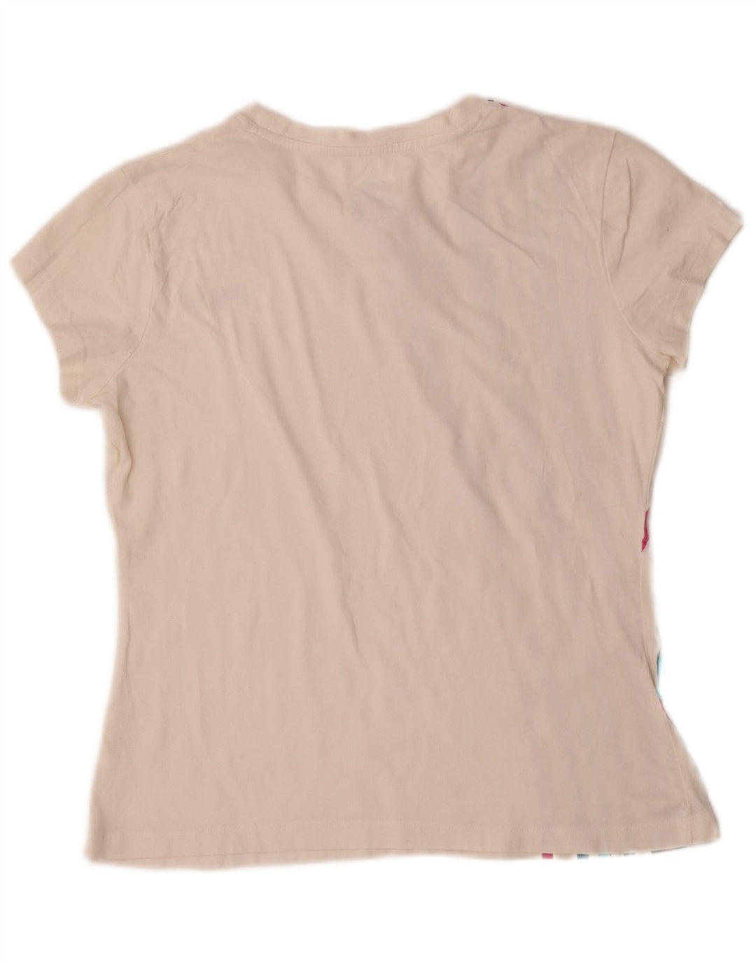 Fila Dame T-Shirt Top UK 14 Stor Off White Stribet Bomuld