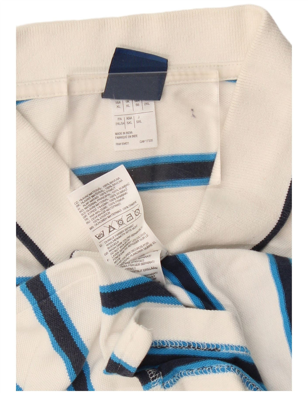 REEBOK Herre poloshirt XL Hvidstribet bomuld