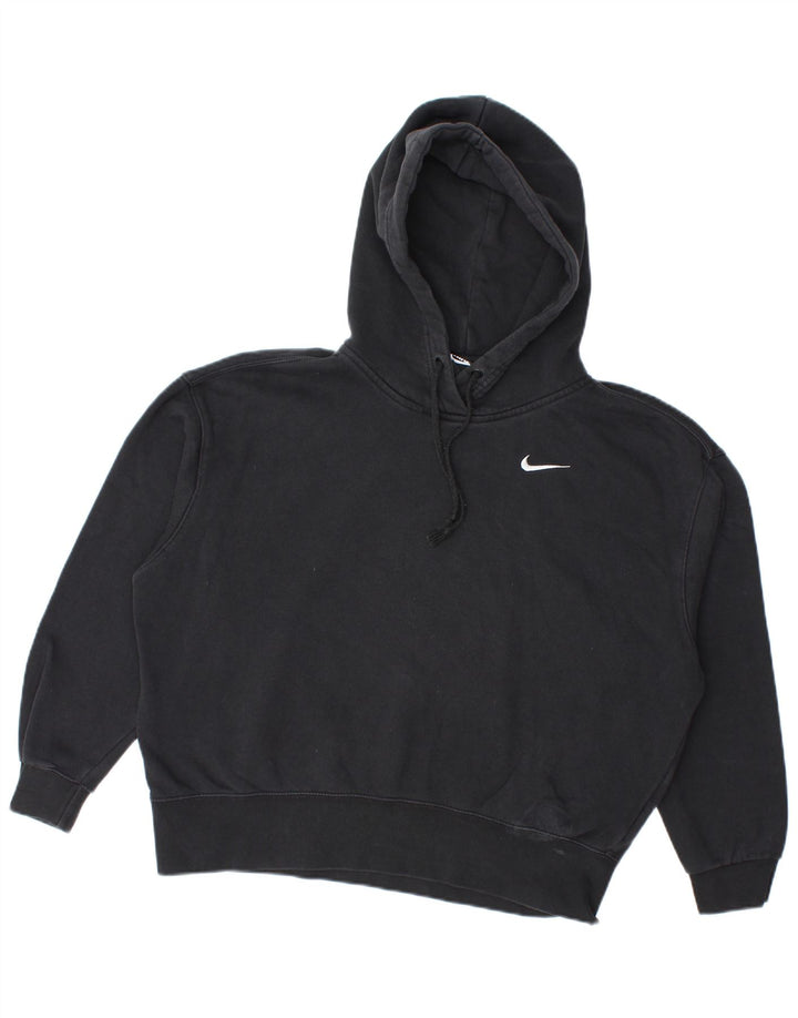 Nike Dame Oversized Hoodie Jumper UK 10 Small Black Bomuld