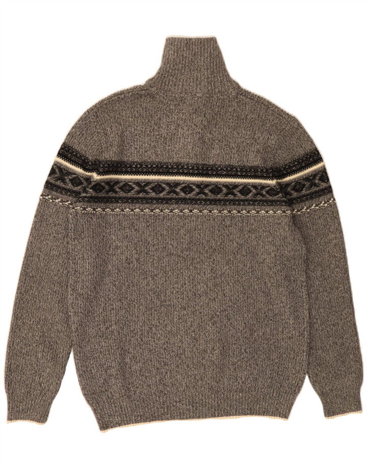 INDICODE Mens Zip Neck Jumper Sweater XL Grey Fair Isle Cotton Vintage Indicode and Second-Hand Indicode from Messina Hembry 