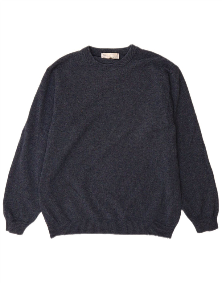 Marks & Spencer Herre sweater med rund hals, mellemblå lammeuld
