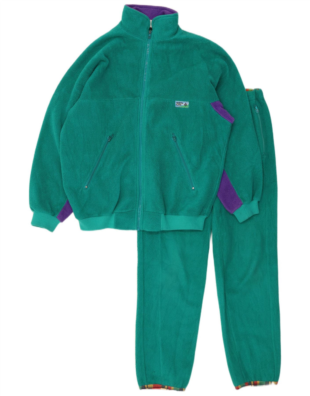 TÆNK PINK Dame Fleece hel træningsdragt IT 42 Medium Green Colourblock