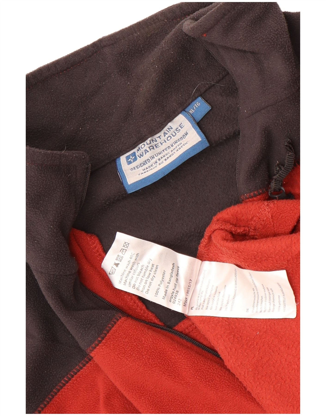Mountain Warehouse Herre lynlås hals Fleece Jumper XL Rød Colourblock Polyester