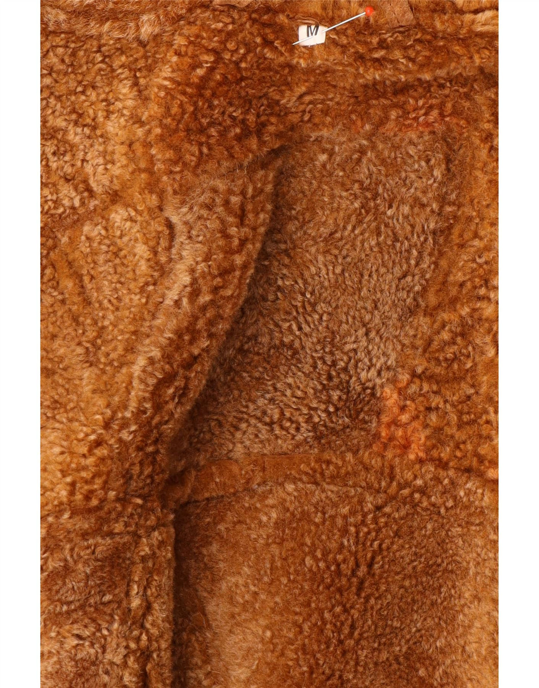 Vintage Dame Shearling Jacket UK 14 Medium Brown Geometric
