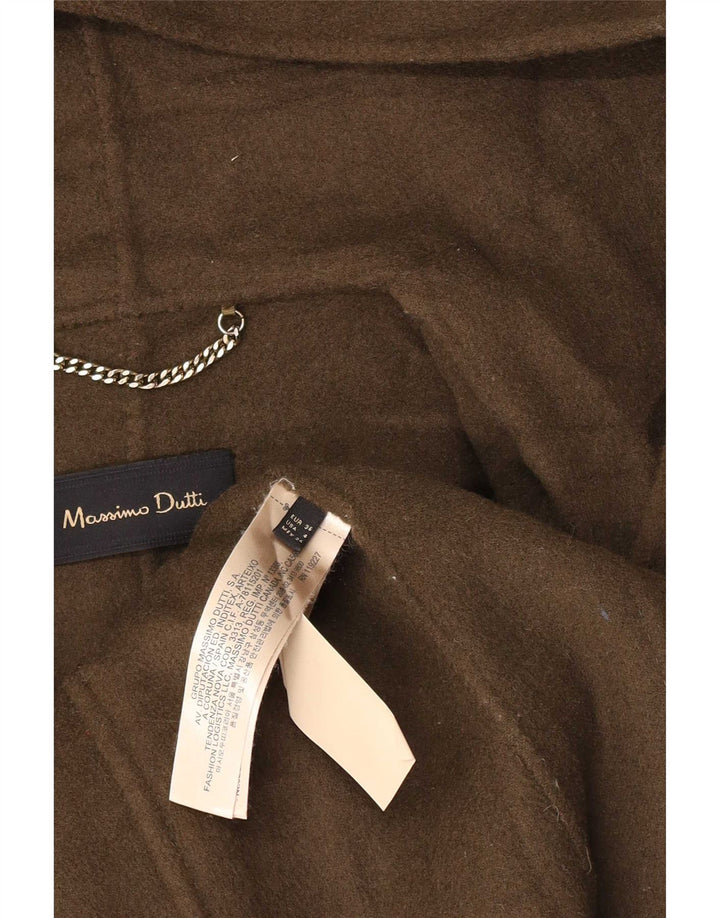 Massimo Dutti Dame Hætte Oversized Dobbeltradet Frakke EU 36 XS Khaki