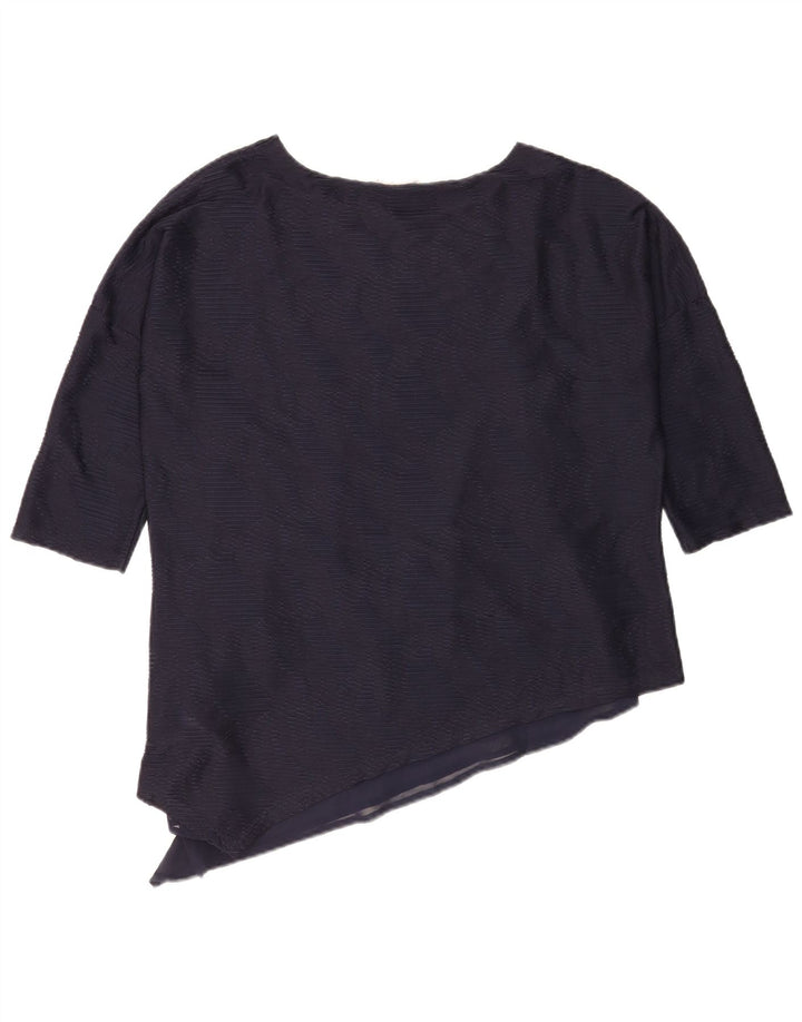 Phase Eight Dame 3/4 ærmet asymmetrisk bluse top UK 12 Medium Navy Blue