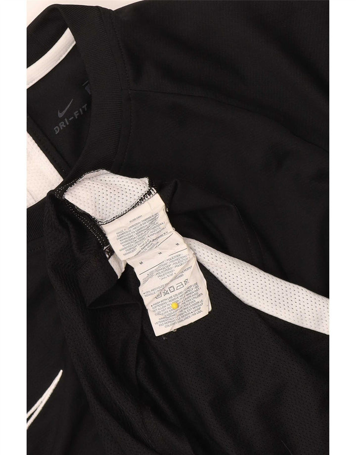 Nike Dame Dri Fit T-Shirt Top UK 14 Medium Sort Colourblock Polyester