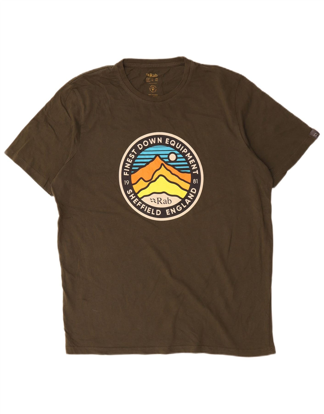 Rab Herre Grafisk T-Shirt Top XL Khaki Bomuld