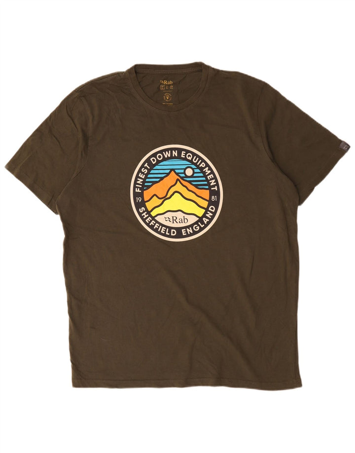 Rab Herre Grafisk T-Shirt Top XL Khaki Bomuld