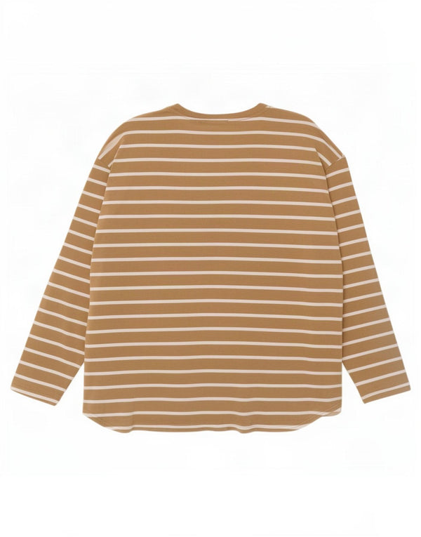 Gap Womens Oversized Top Langærmet UK 20 2XL Beige Stribet Rayon