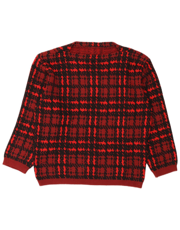Vintage Dame Boat Neck Jumper Sweater UK 16 Large Red Check