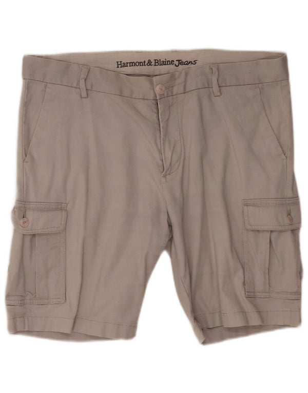 Harmont & Blaine Mens Cargo Shorts IT 50 Large W40 Grey Cotton