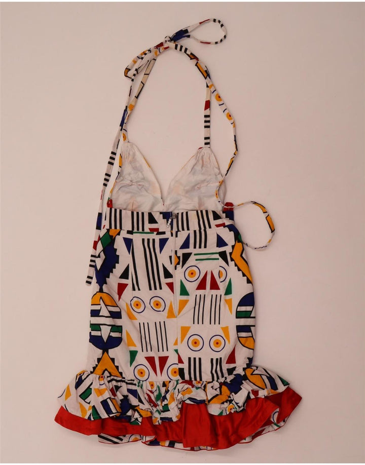 Vintage Kvinders Halter Dress UK 8 Small Multicolored Geometric