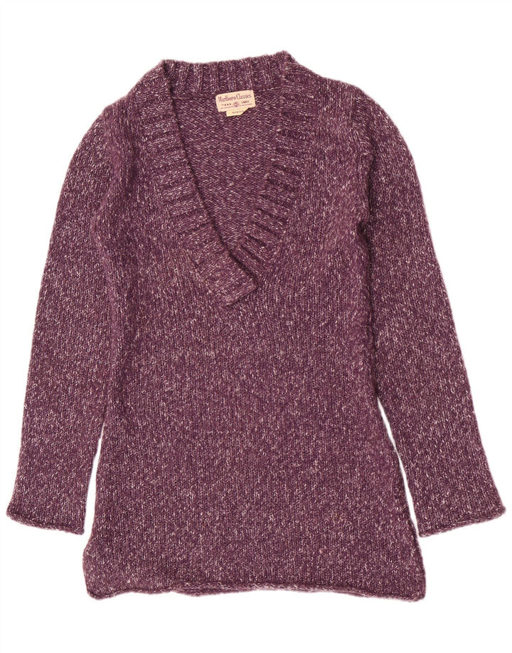 Marlboro Classics Dame V-hals sweater UK 14 Medium Lilla Flecked