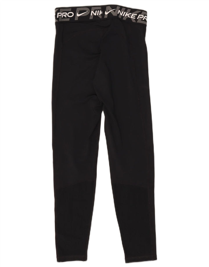 Nike Dame Dri Fit Grafiske Leggings UK 10 Small Black Polyester