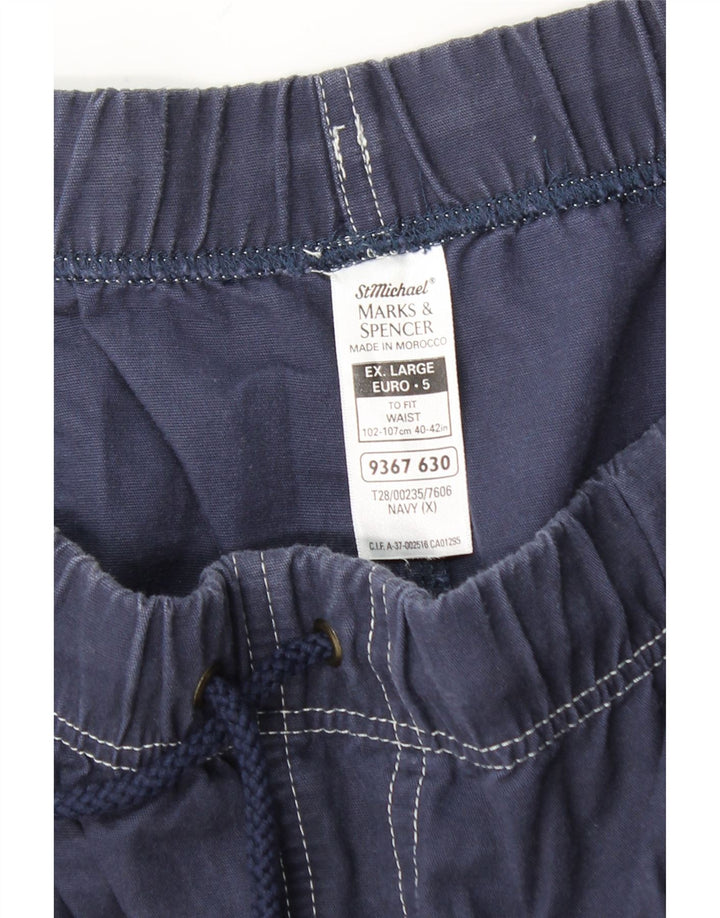 MARKS & SPENCER Mens Casual Shorts XL W40  Navy Blue Cotton