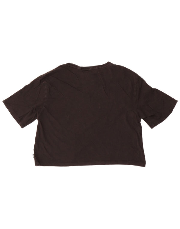 Puma Dame Crop Grafisk T-Shirt Top UK 14 Medium Sort