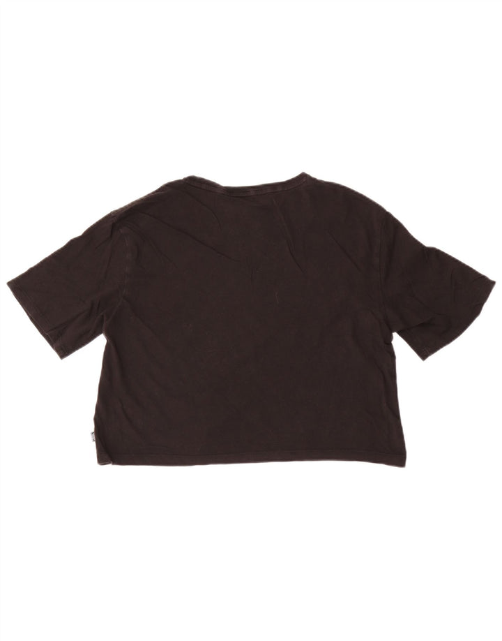 Puma Dame Crop Grafisk T-Shirt Top UK 14 Medium Sort