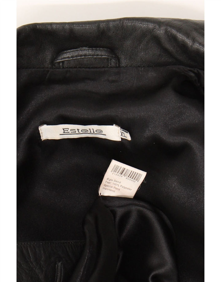 ESTELLE Womens Leather Coat UK 18 XL Black Leather