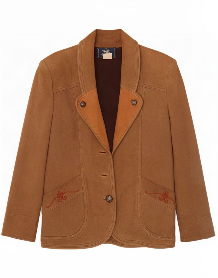 Vintage Dame Ruskind 1 Knap Blazer Jakke IT 40 Stor Brun Læder