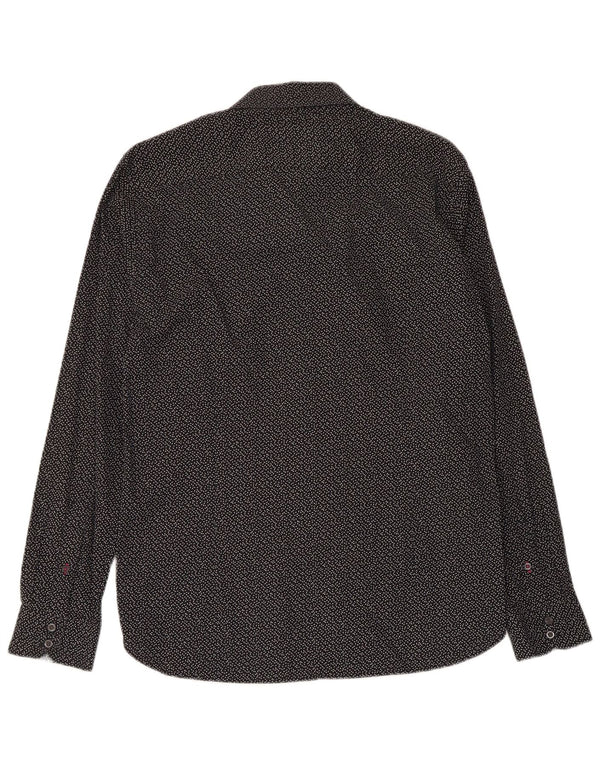 Ted Baker Herre abstrakt mønster Slim Fit skjorte størrelse 15 1/2 Medium Sort
