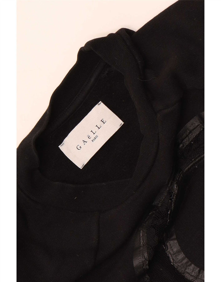 Gaelle Dame Grafisk Sweatshirt Jumper UK 10 Lille Sort