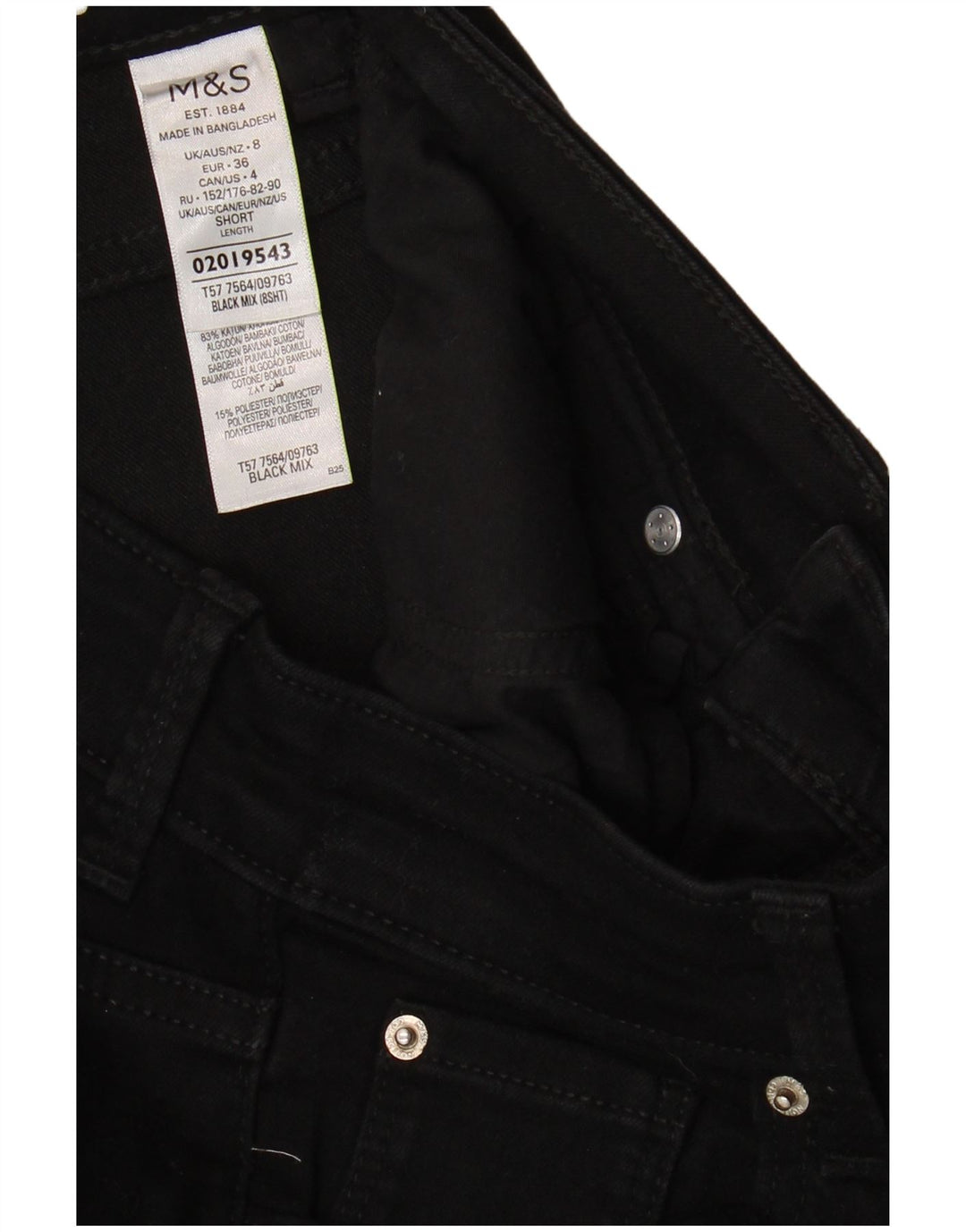 MARKS & SPENCER Womens Slim Jeans UK 8 Small W28 L26 Black Cotton