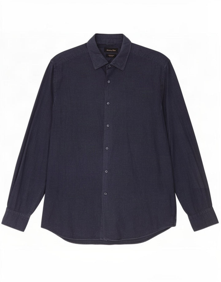 Massimo Dutti herreskjorte XL marineblå bomuld