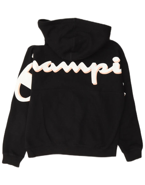 Champion Womens Relaxed Fit Hættetrøje med lynlås UK 10 Lille sort bomuld