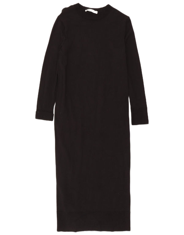 Zara Dame Langærmet Jumper Dress UK 8 Small Black Viscose