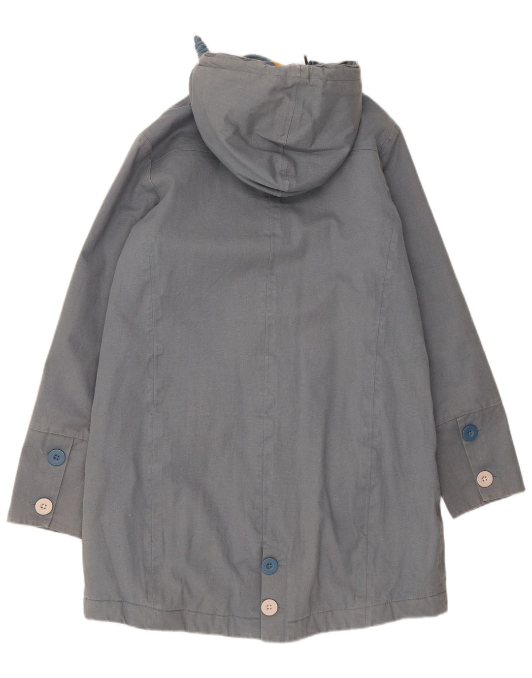 Weird Fish Dame Hooded Parka Jacket UK 10 Small Blue Cotton
