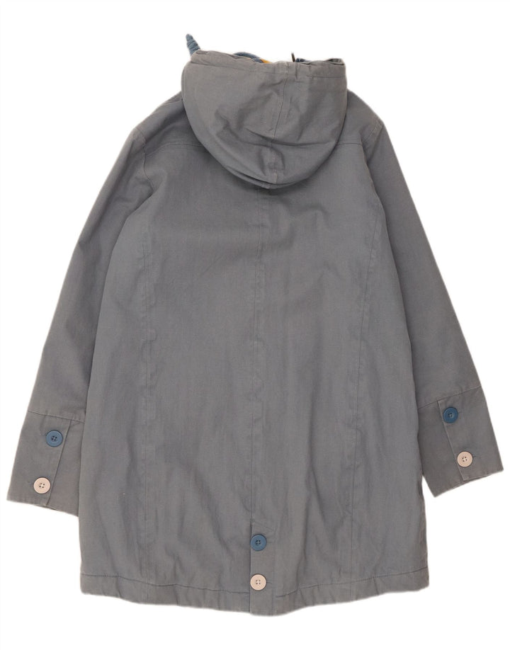 Weird Fish Dame Hooded Parka Jacket UK 10 Small Blue Cotton