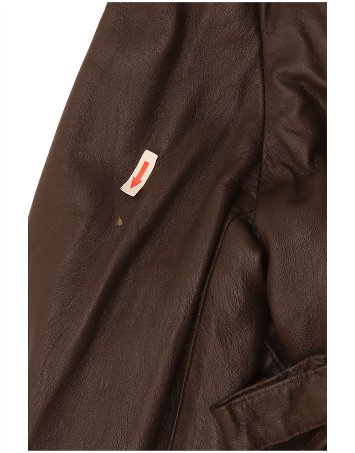 Vintage læderjakke til kvinder IT 46 Stor brunt læder