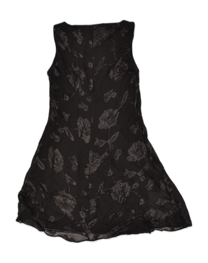 CHAPS Dame A-Line Kjole UK 10 Small Black Floral Polyester