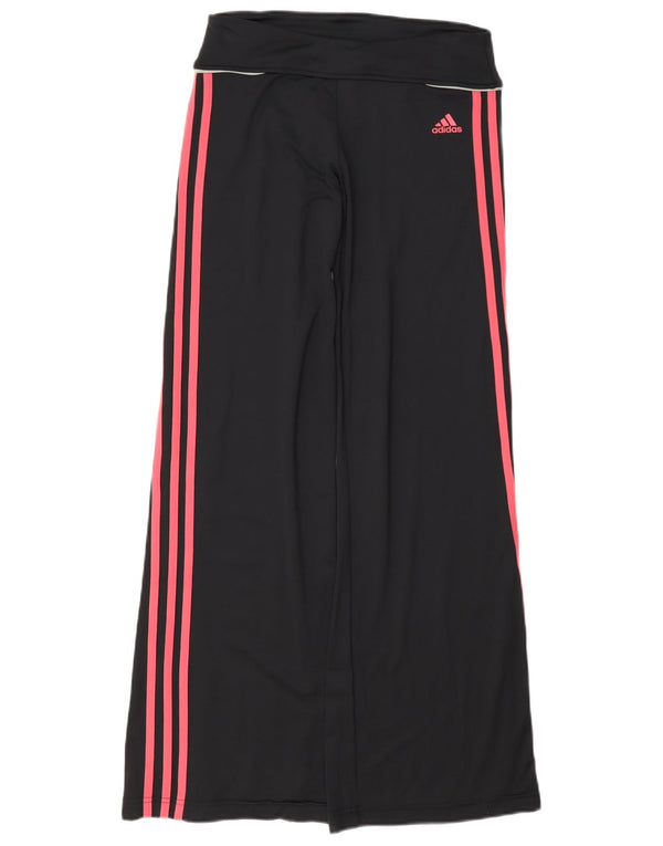 Adidas Womens Wide Leg Tracksuit Trousers UK 10 Small Black Nylon
