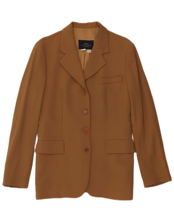 Zara Dame 4-knaps blazerjakke EU 40 Medium Brun Uld