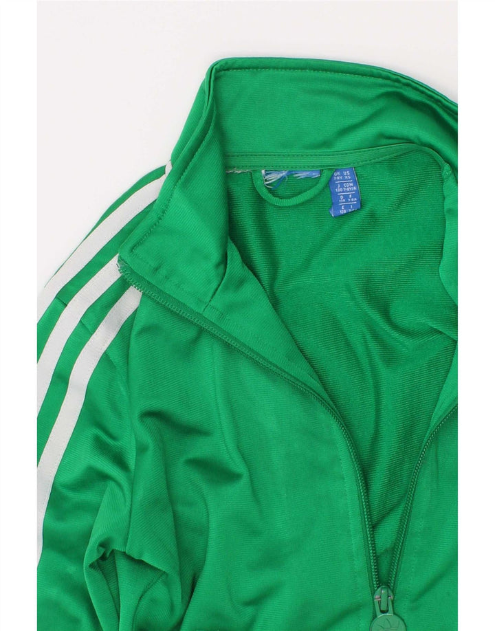 Adidas drenge grafisk træningsdragt topjakke 7-8 år grøn polyester