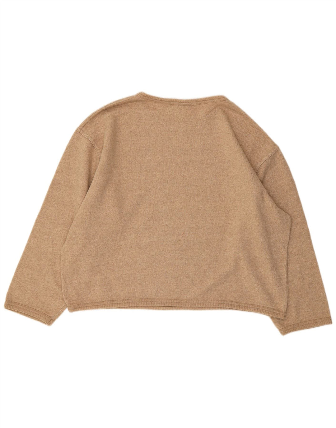 Stefanel Dame Grafisk Oversized Sweatshirt Jumper UK 16 Stor Beige Uld