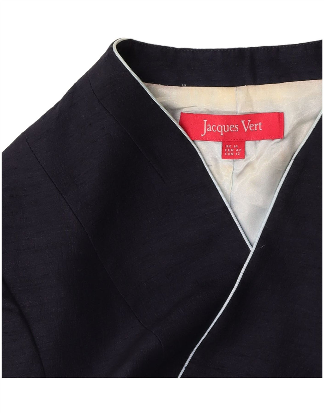 JACQUES VERT Dame 3/4-ærmet Bolero-jakke UK 14 Large Navy Blue